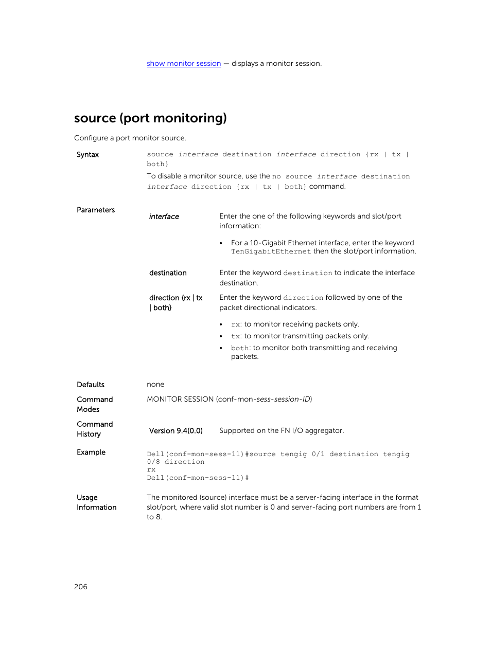 Source (port monitoring) | Dell PowerEdge FX2/FX2s User Manual | Page 206 / 462