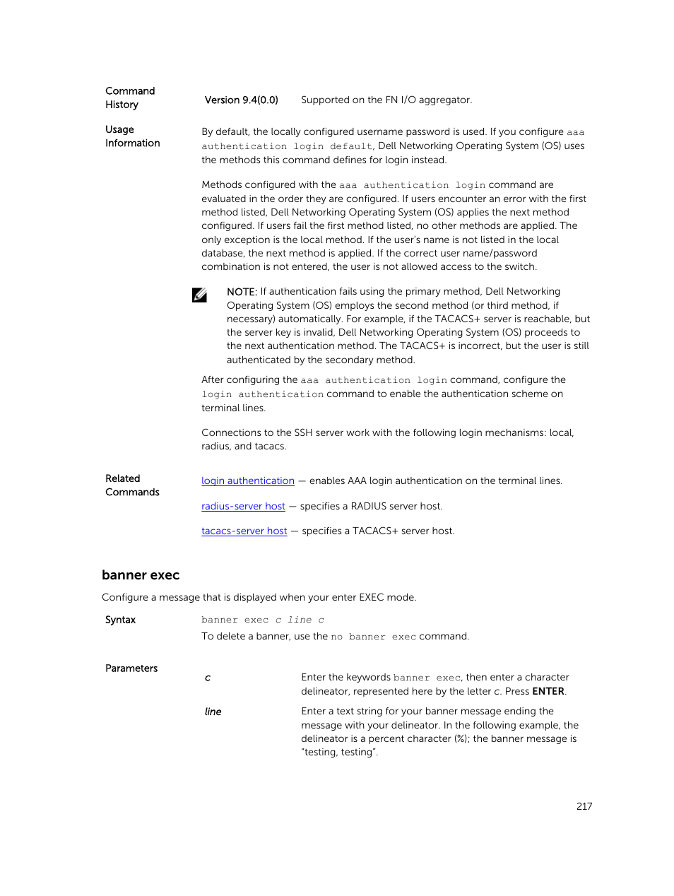 Banner exec | Dell PowerEdge FX2/FX2s User Manual | Page 217 / 462