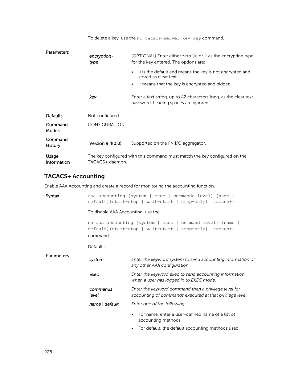 Tacacs+ accounting | Dell PowerEdge FX2/FX2s User Manual | Page 228 / 462