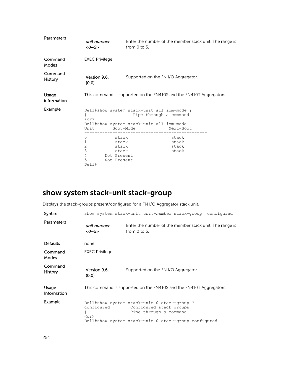 Show system stack-unit stack-group | Dell PowerEdge FX2/FX2s User Manual | Page 254 / 462