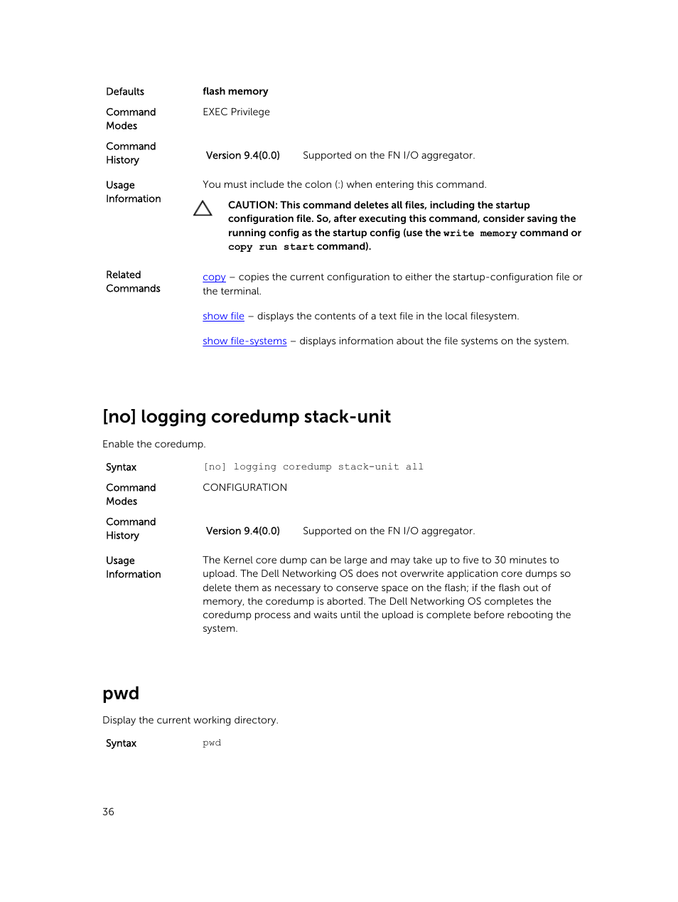 No] logging coredump stack-unit | Dell PowerEdge FX2/FX2s User Manual | Page 36 / 462