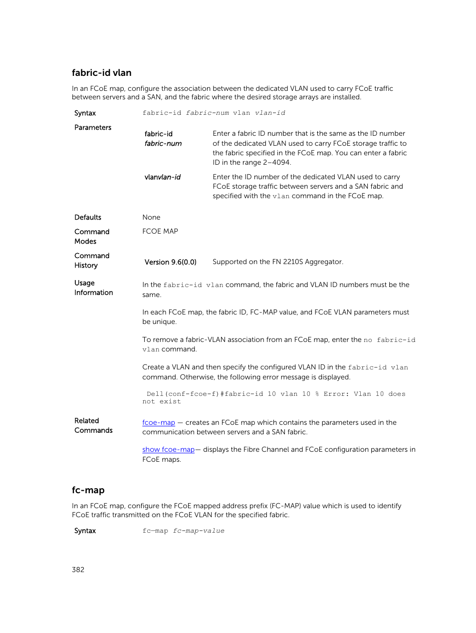 Fabric-id vlan, Fc-map | Dell PowerEdge FX2/FX2s User Manual | Page 382 / 462
