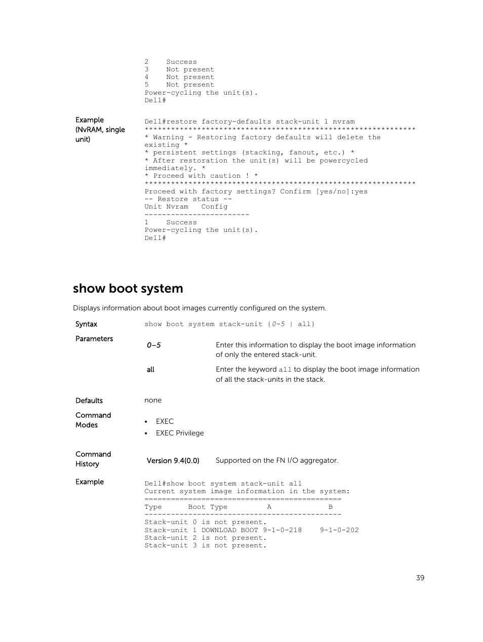 Show boot system | Dell PowerEdge FX2/FX2s User Manual | Page 39 / 462
