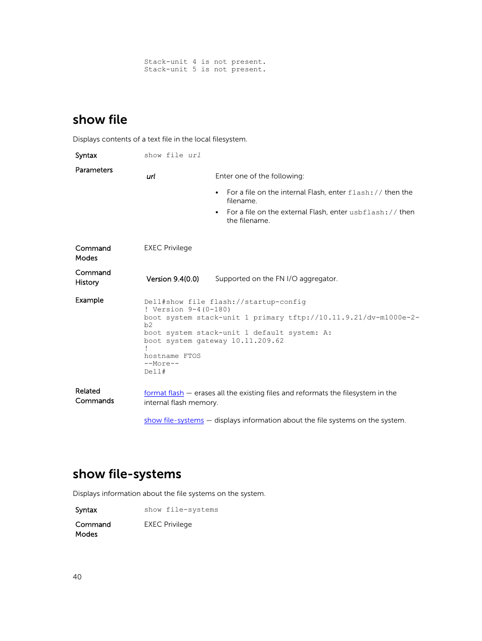 Show file, Show file-systems | Dell PowerEdge FX2/FX2s User Manual | Page 40 / 462