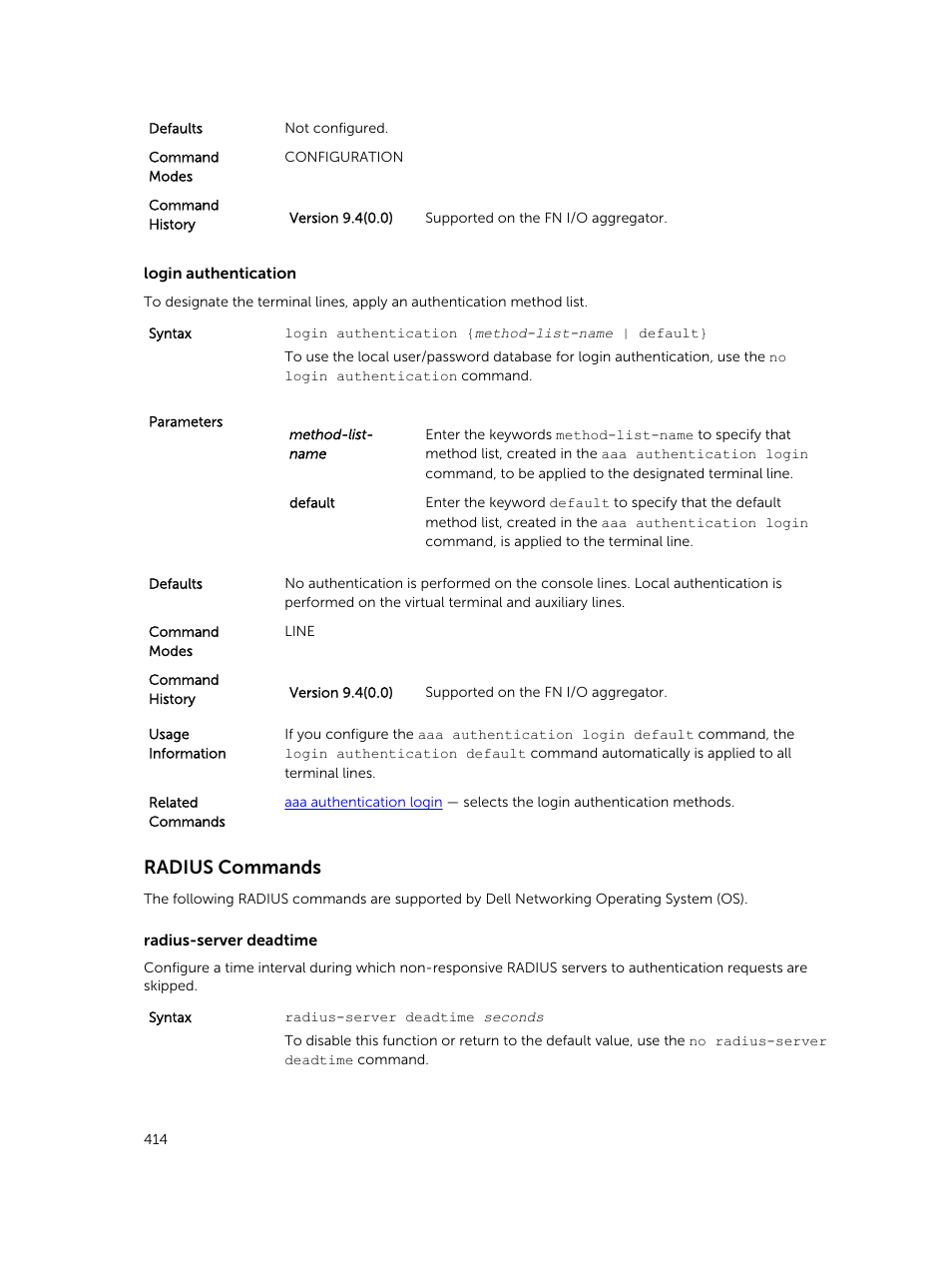 Radius commands | Dell PowerEdge FX2/FX2s User Manual | Page 414 / 462