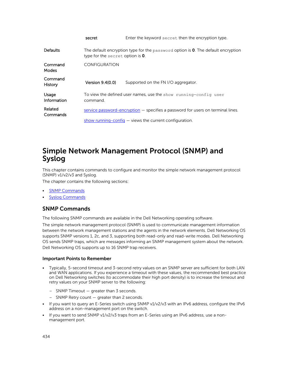 Snmp commands | Dell PowerEdge FX2/FX2s User Manual | Page 434 / 462