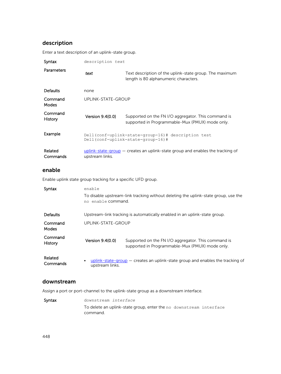 Description, Enable, Downstream | Dell PowerEdge FX2/FX2s User Manual | Page 448 / 462