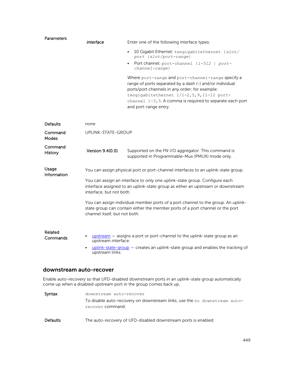Downstream auto-recover | Dell PowerEdge FX2/FX2s User Manual | Page 449 / 462