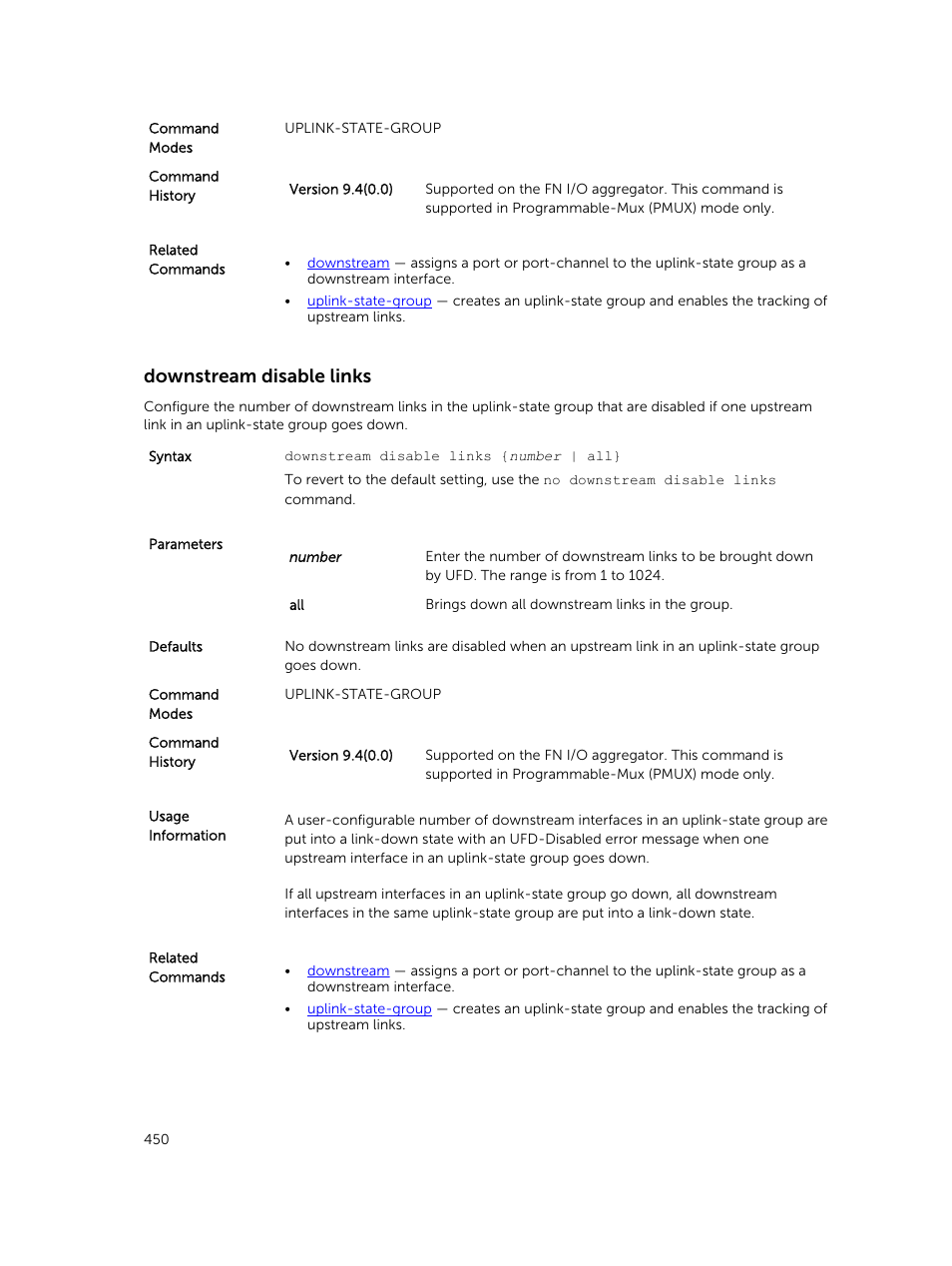 Downstream disable links | Dell PowerEdge FX2/FX2s User Manual | Page 450 / 462