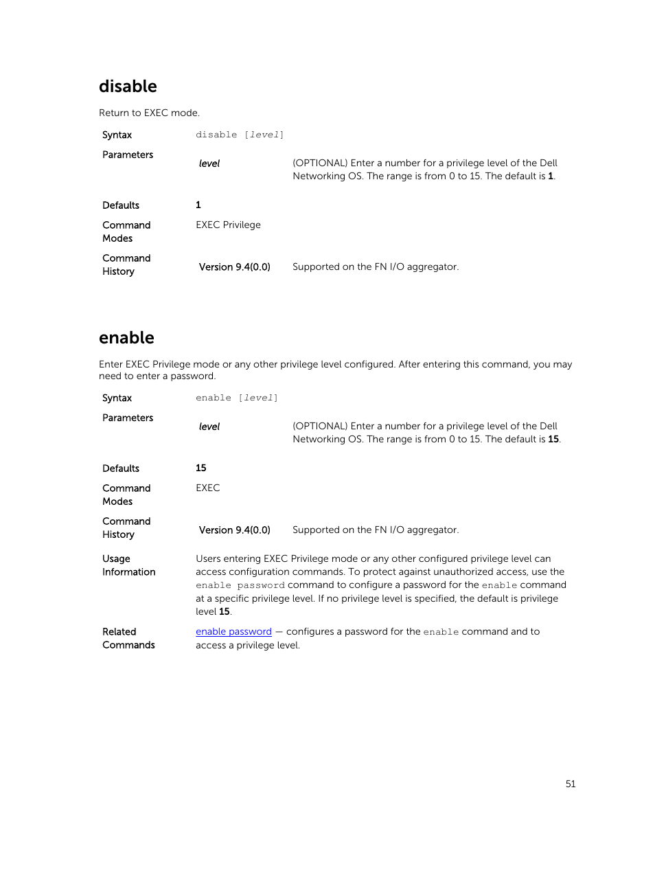 Disable, Enable | Dell PowerEdge FX2/FX2s User Manual | Page 51 / 462