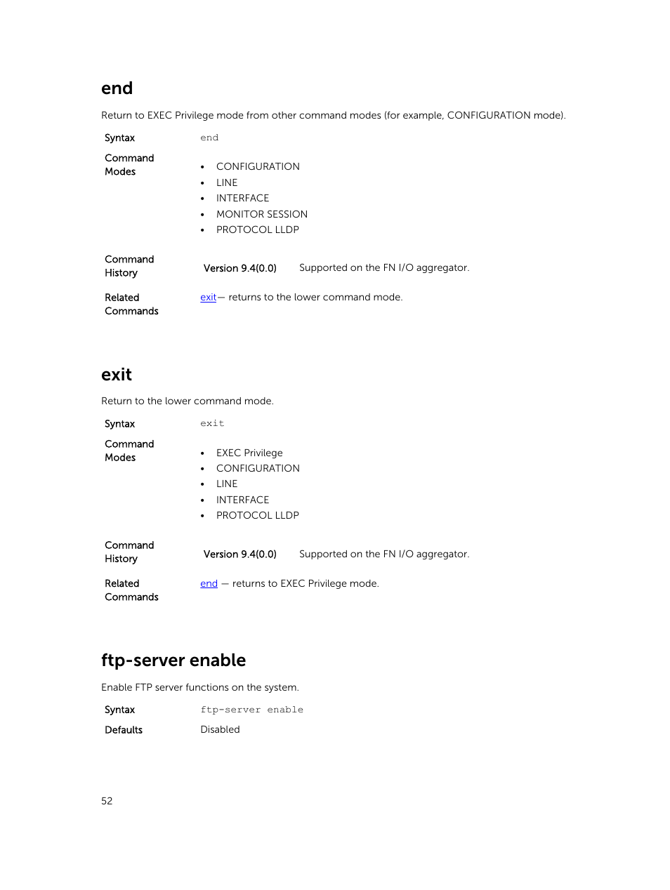 Exit, Ftp-server enable | Dell PowerEdge FX2/FX2s User Manual | Page 52 / 462