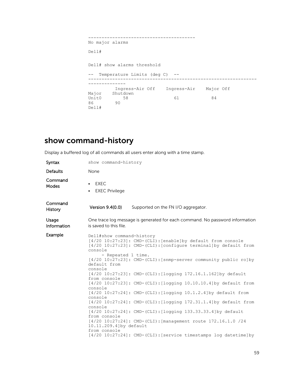 Show command-history | Dell PowerEdge FX2/FX2s User Manual | Page 59 / 462