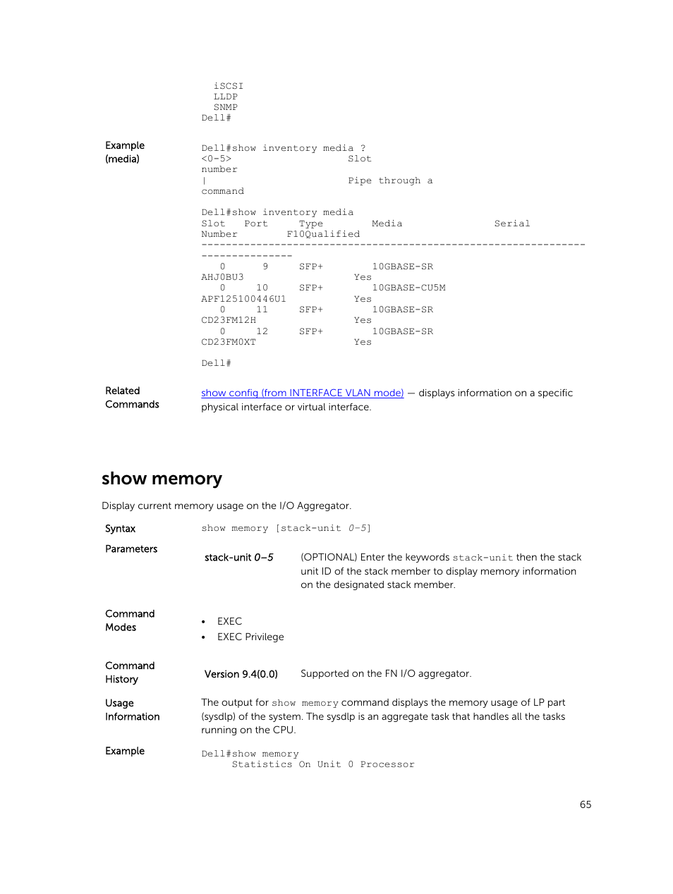Show memory | Dell PowerEdge FX2/FX2s User Manual | Page 65 / 462