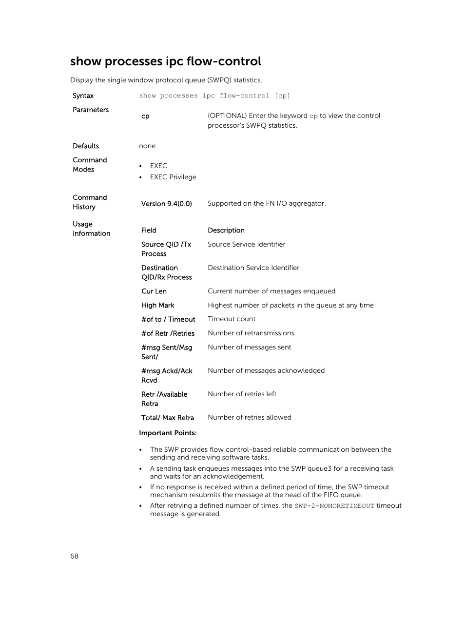 Show processes ipc flow-control | Dell PowerEdge FX2/FX2s User Manual | Page 68 / 462