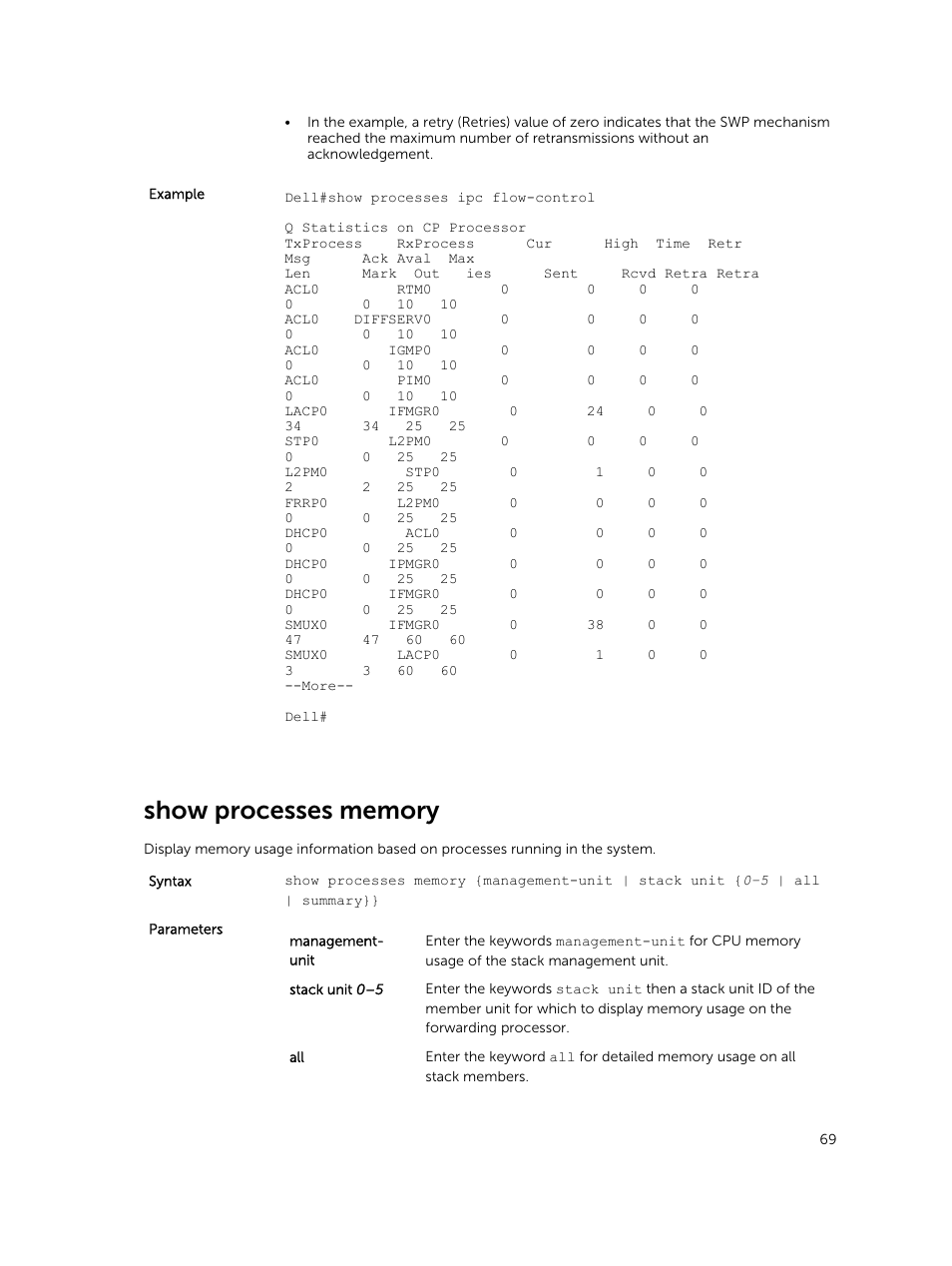 Show processes memory | Dell PowerEdge FX2/FX2s User Manual | Page 69 / 462