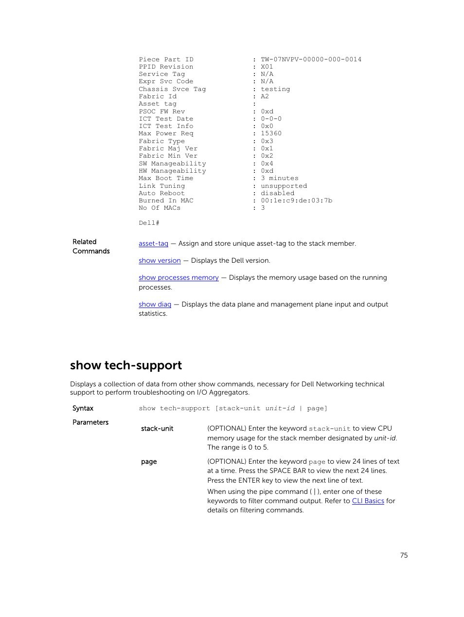 Show tech-support | Dell PowerEdge FX2/FX2s User Manual | Page 75 / 462