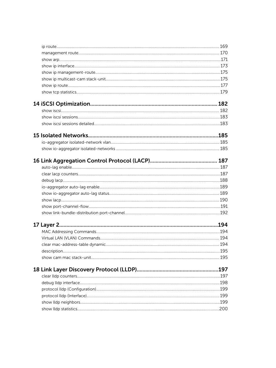 14 iscsi optimization, 15 isolated networks, 16 link aggregation control protocol (lacp) | 17 layer 2, 18 link layer discovery protocol (lldp) | Dell PowerEdge FX2/FX2s User Manual | Page 8 / 462