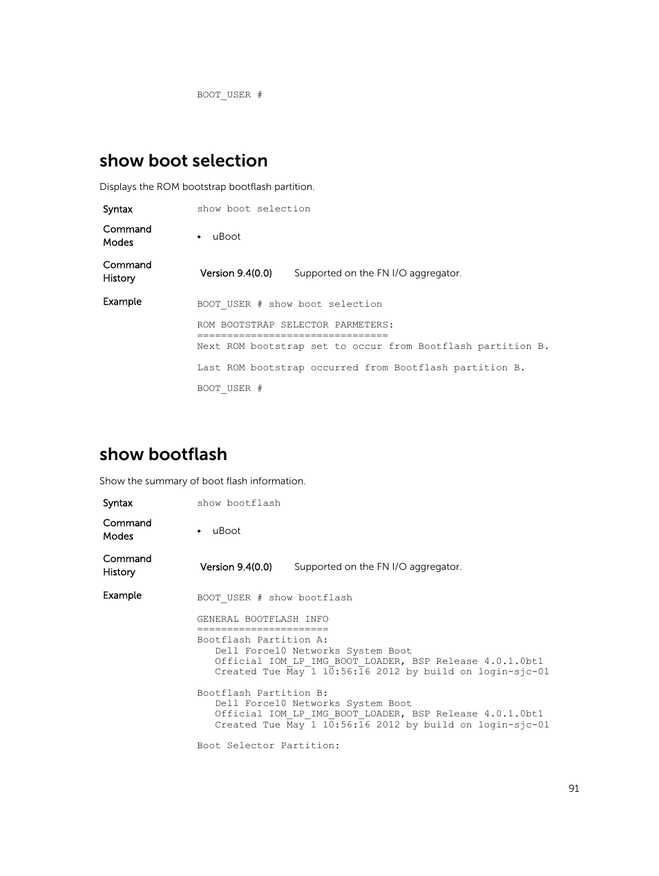 Show boot selection, Show bootflash | Dell PowerEdge FX2/FX2s User Manual | Page 91 / 462