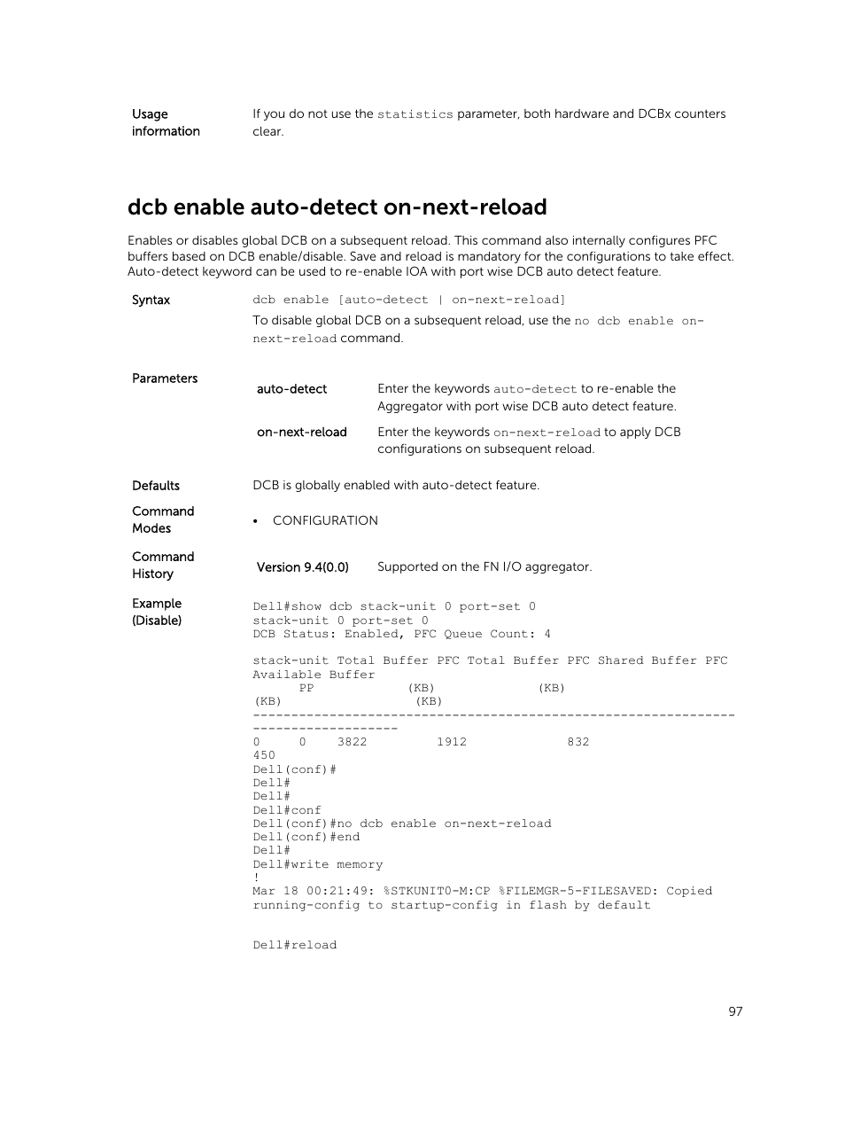 Dcb enable auto-detect on-next-reload | Dell PowerEdge FX2/FX2s User Manual | Page 97 / 462