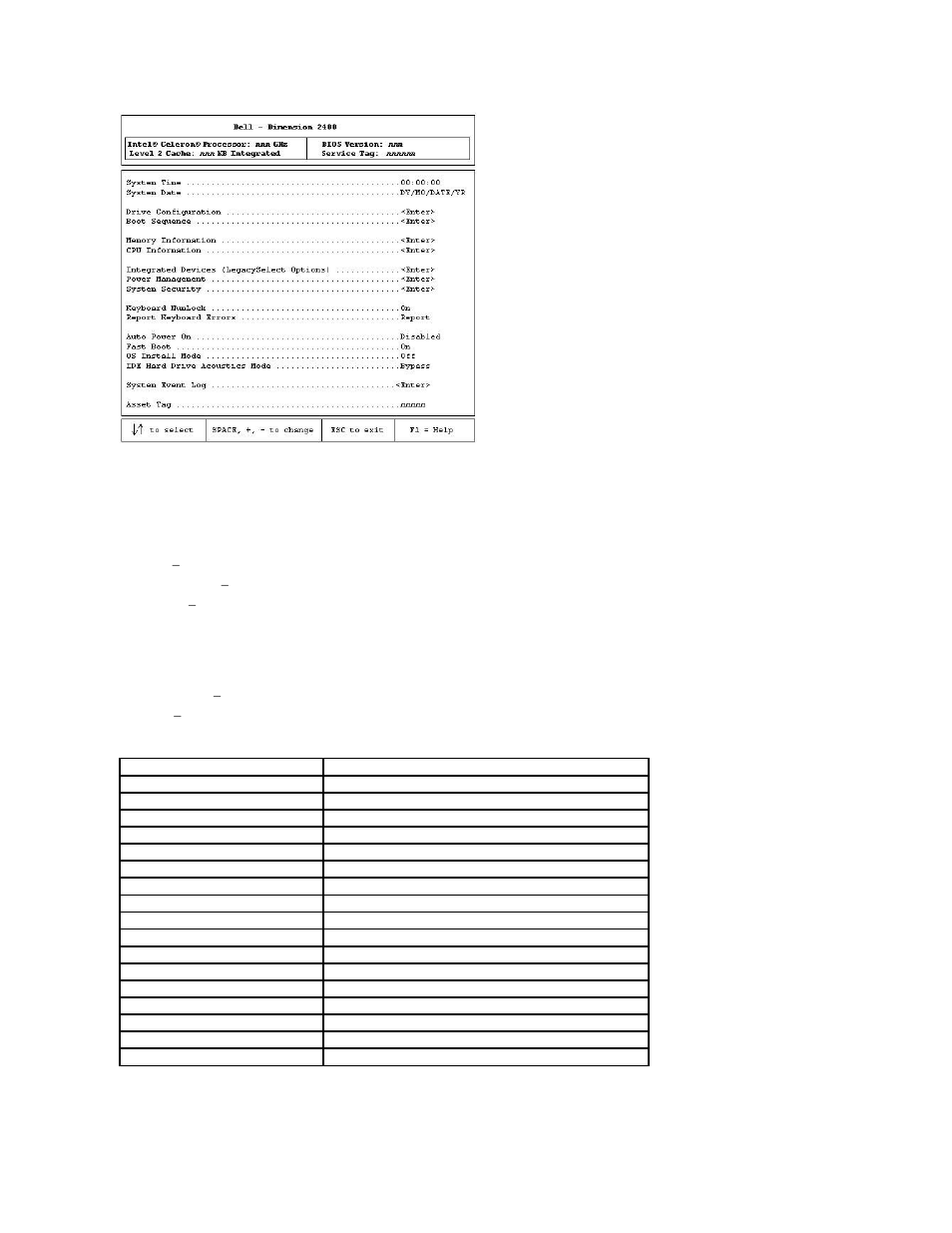 System setup screens | Dell Dimension 2400 User Manual | Page 34 / 42
