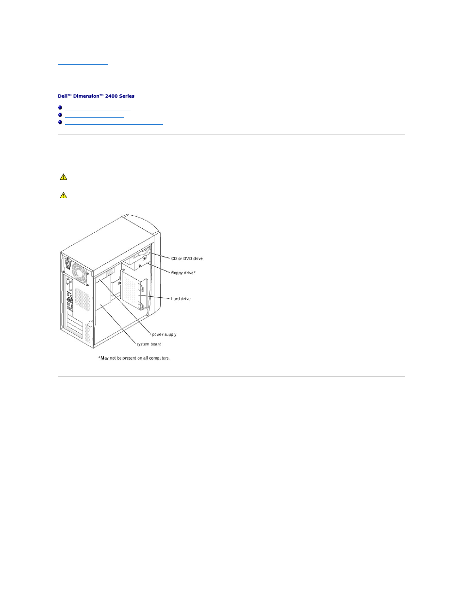 Technical overview, Looking inside your computer, System board components | Dell Dimension 2400 User Manual | Page 38 / 42
