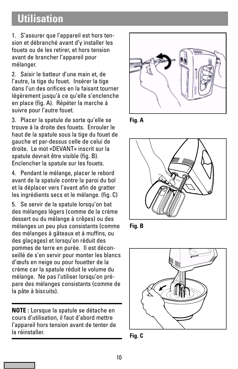 Utilisation | Black & Decker MX40 User Manual | Page 10 / 12