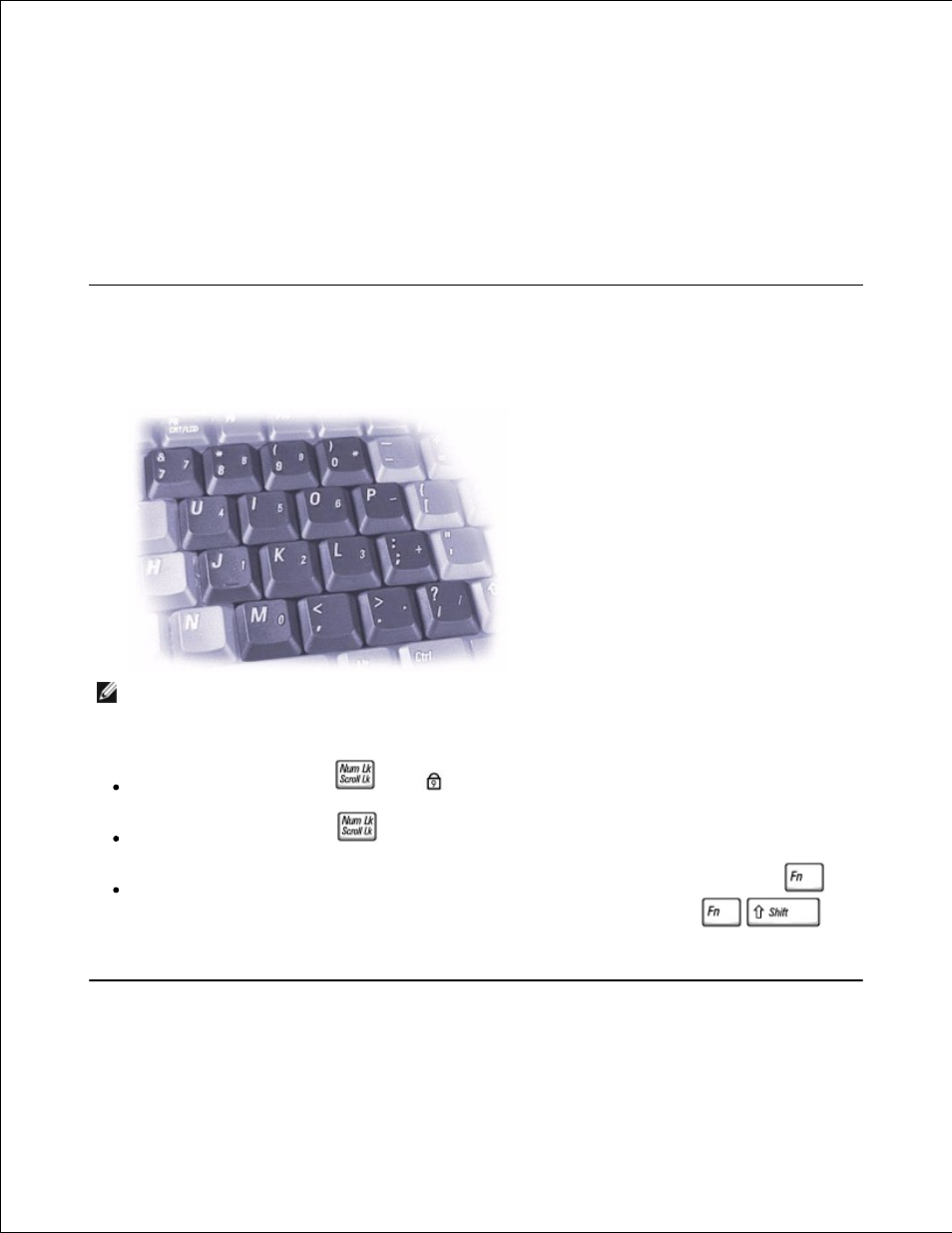 Numeric keypad, Keyboard shortcuts | Dell Latitude C540 User Manual | Page 23 / 171
