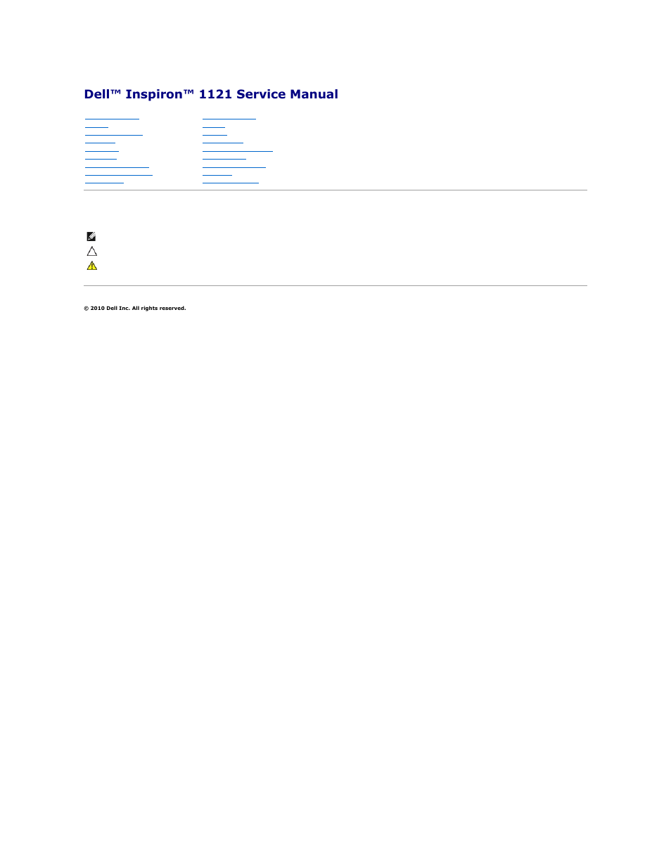 Dell Inspiron 11z (1120, Mid 2010) User Manual | 54 pages