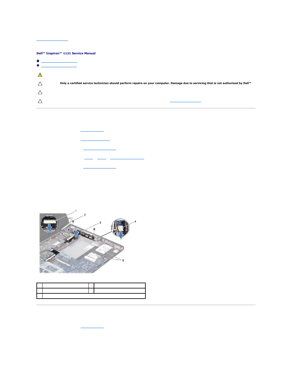 Audio board, Removing the audio board, Replacing the audio board | Dell Inspiron 11z (1120, Mid 2010) User Manual | Page 4 / 54