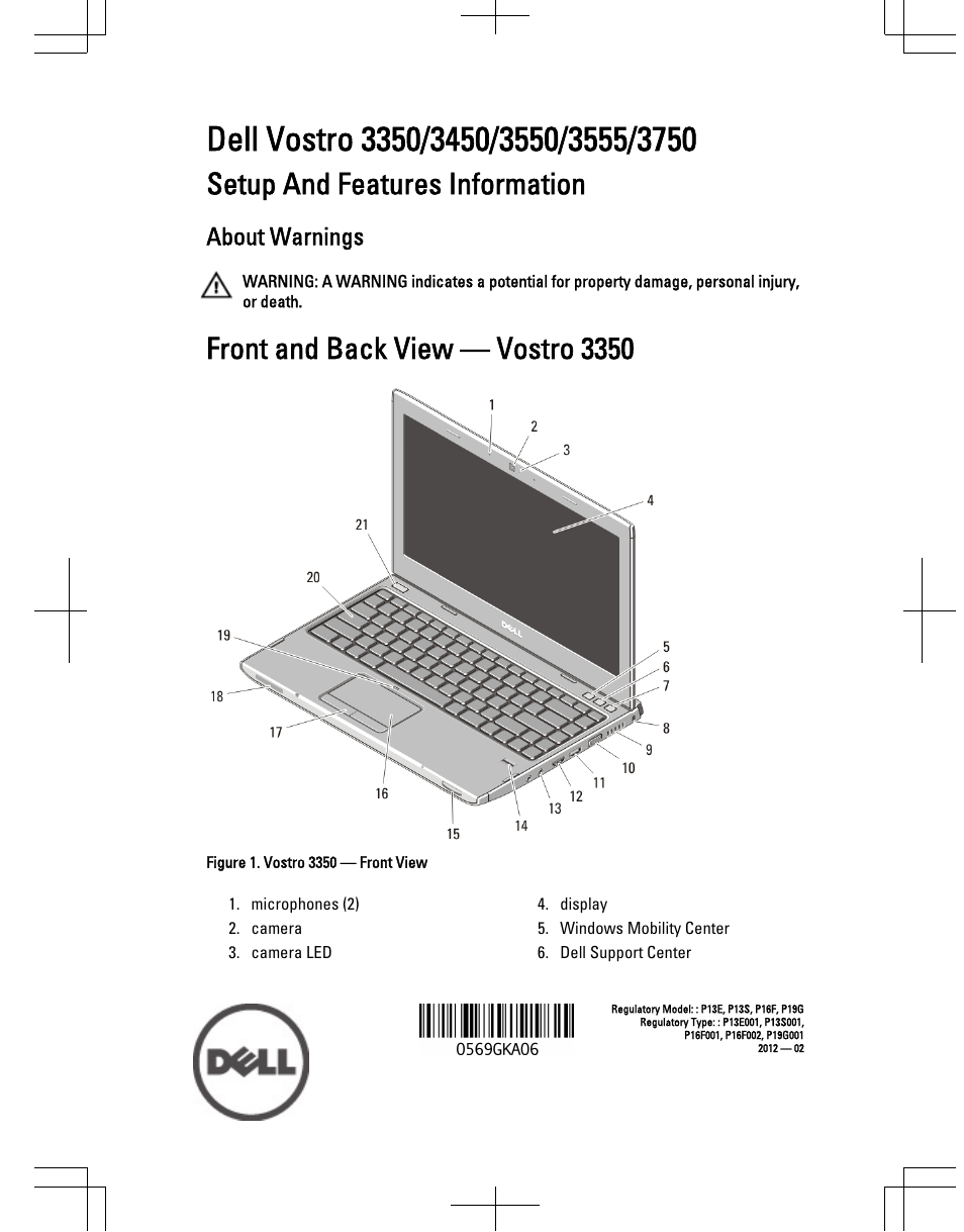Dell Vostro 3550 (Early 2011) User Manual | 16 pages