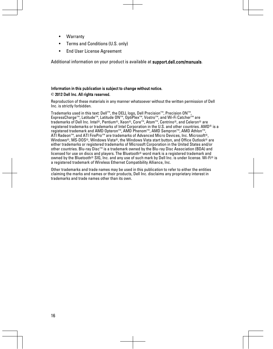 Dell Vostro 3550 (Early 2011) User Manual | Page 16 / 16