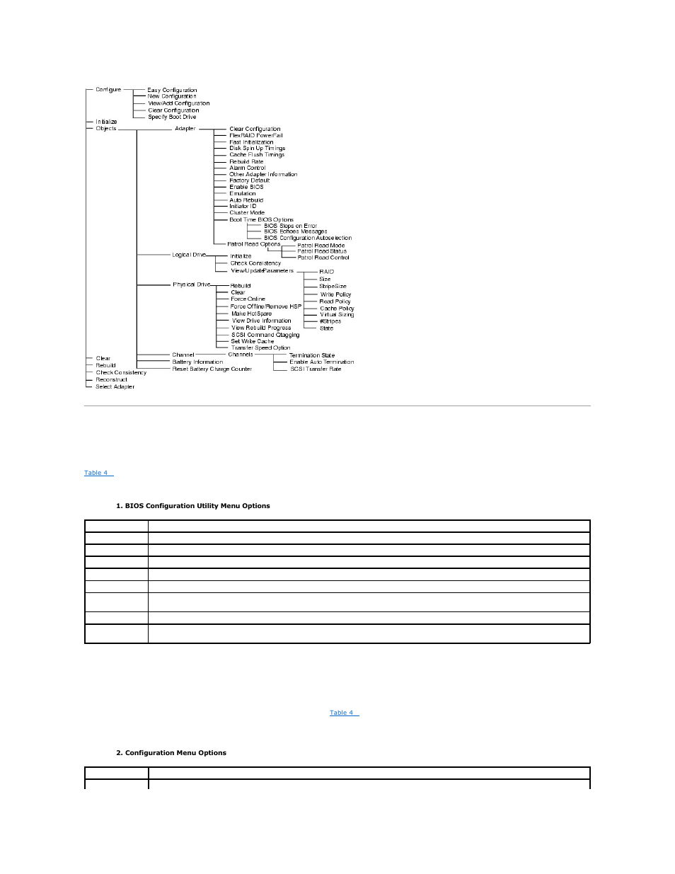 Bios configuration utility menu options, Configure menu, For more information | Dell PERC 4/SI User Manual | Page 31 / 76