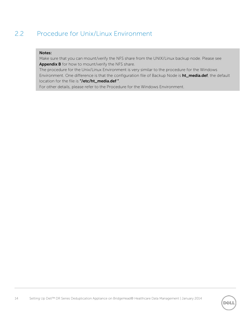 2 procedure for unix/linux environment, Procedure for unix/linux environment | Dell PowerVault DR6000 User Manual | Page 14 / 37