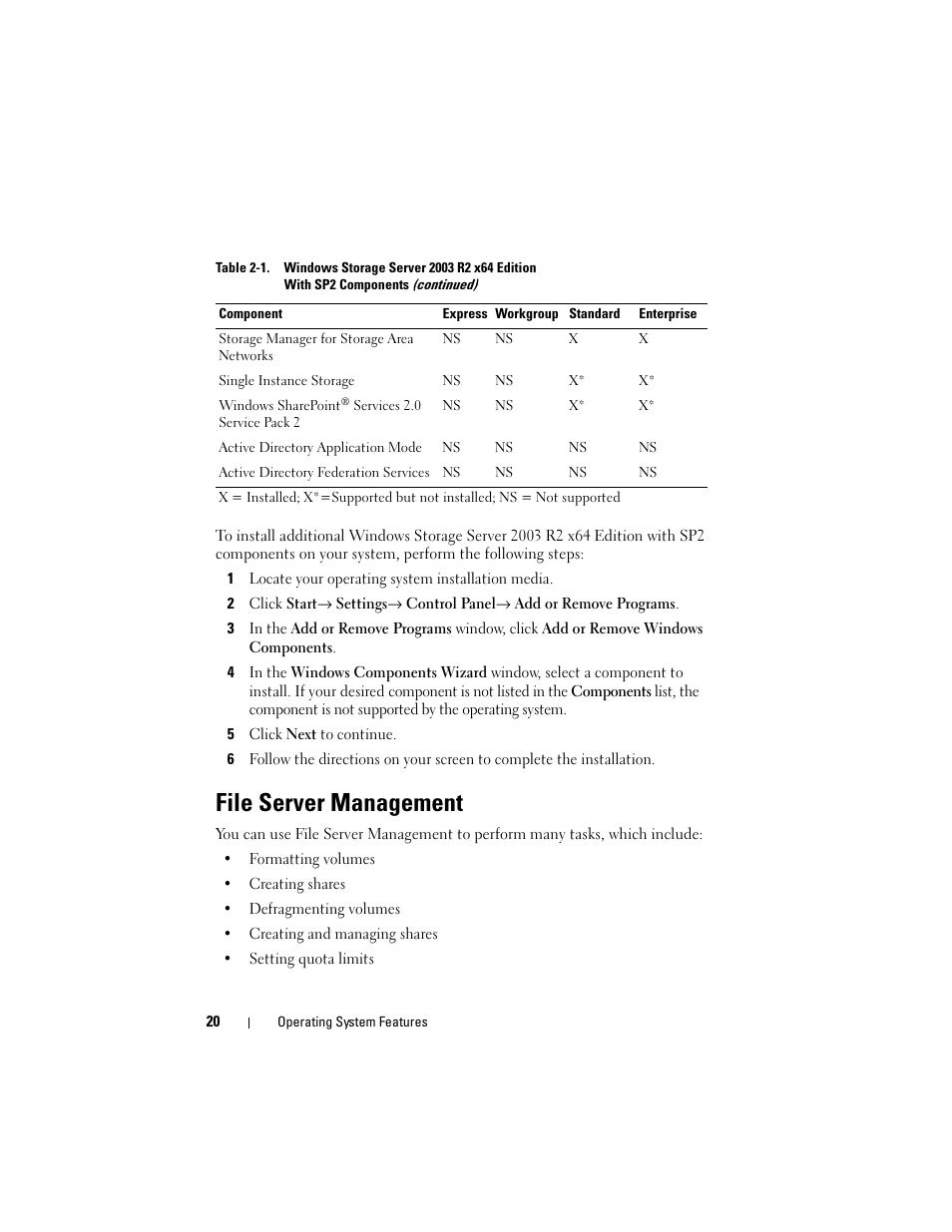 File server management | Dell PowerVault DP500 User Manual | Page 20 / 68