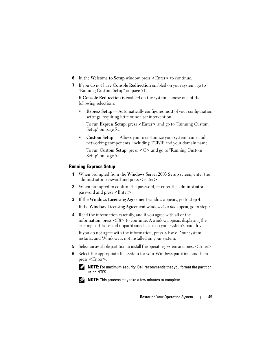 Running express setup | Dell PowerVault DP500 User Manual | Page 49 / 68