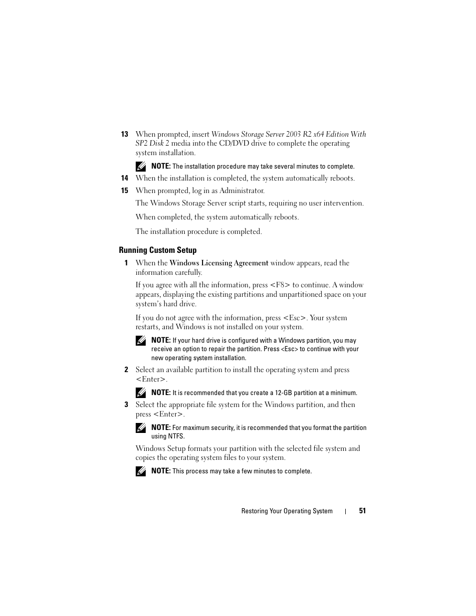 Running custom setup | Dell PowerVault DP500 User Manual | Page 51 / 68