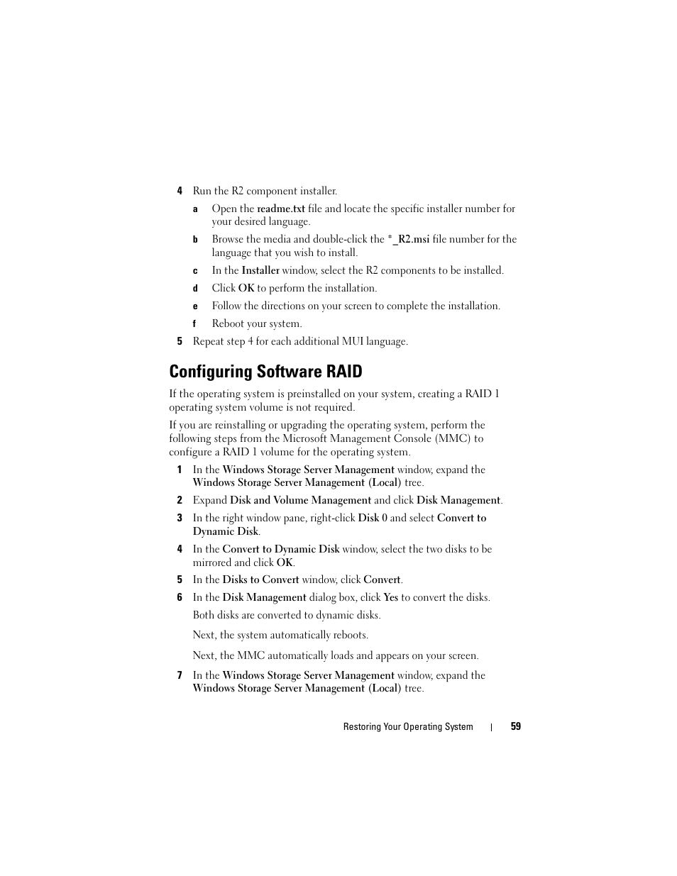 Configuring software raid | Dell PowerVault DP500 User Manual | Page 59 / 68