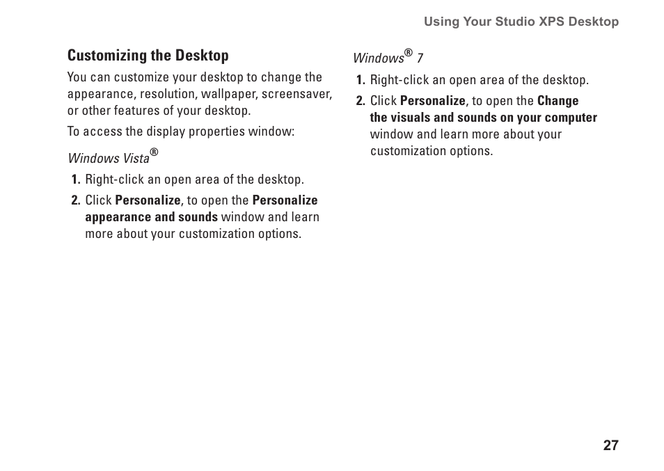 Dell Studio XPS 8100 (Late 2009) User Manual | Page 29 / 80