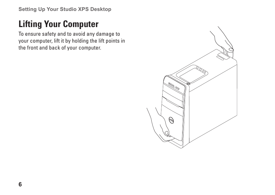 Lifting your computer | Dell Studio XPS 8100 (Late 2009) User Manual | Page 8 / 80