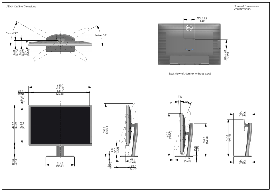 Dell U3014 Monitor User Manual | 1 page