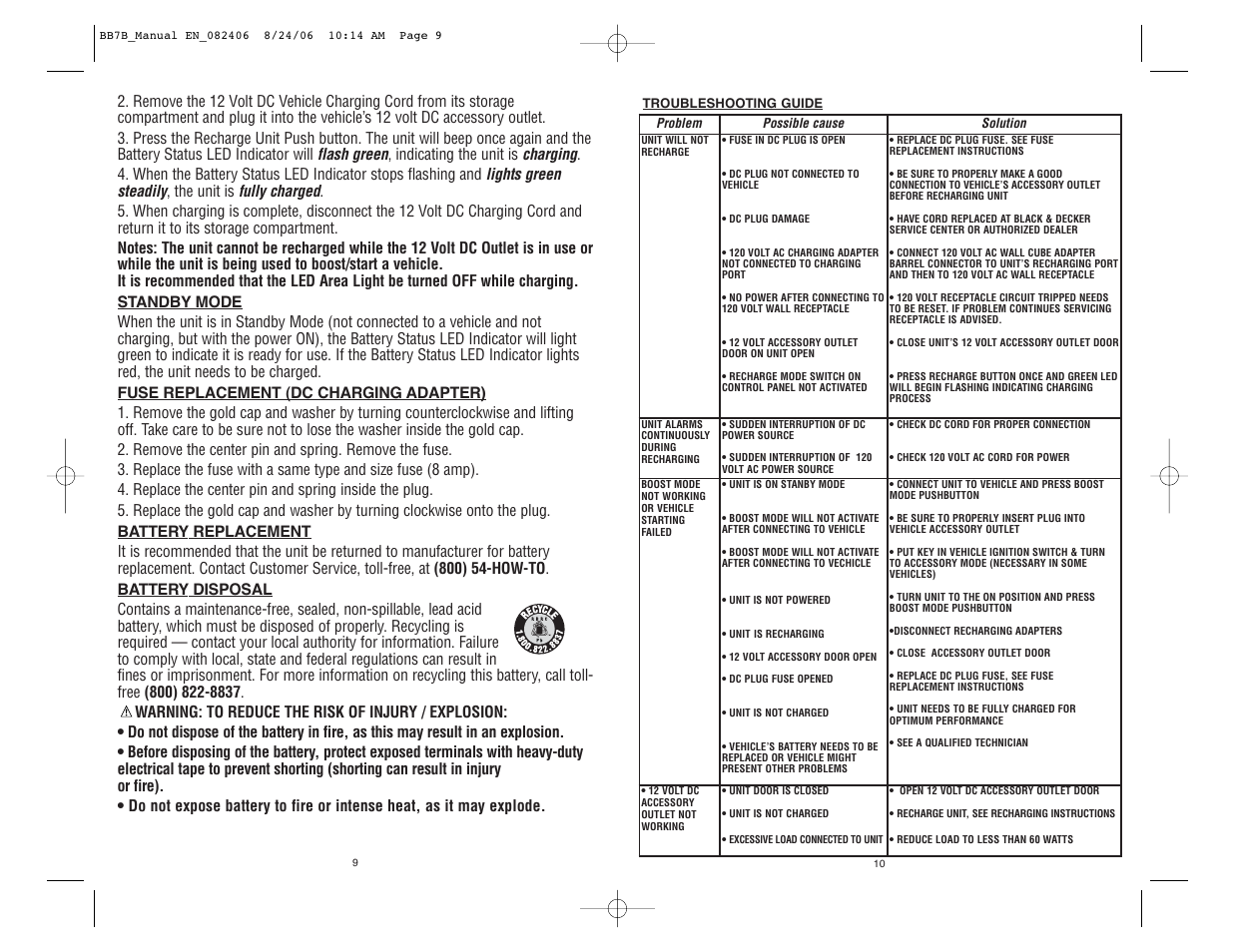 Black & Decker SIMPLE START BB7B User Manual | Page 6 / 7