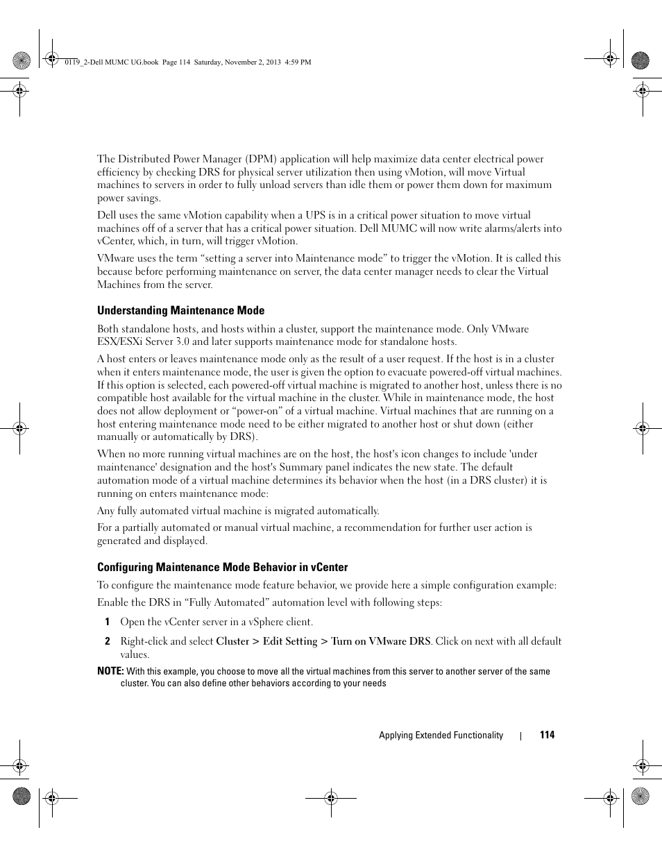 Understanding maintenance mode, Configuring maintenance mode behavior in vcenter | Dell UPS 4200R User Manual | Page 113 / 116