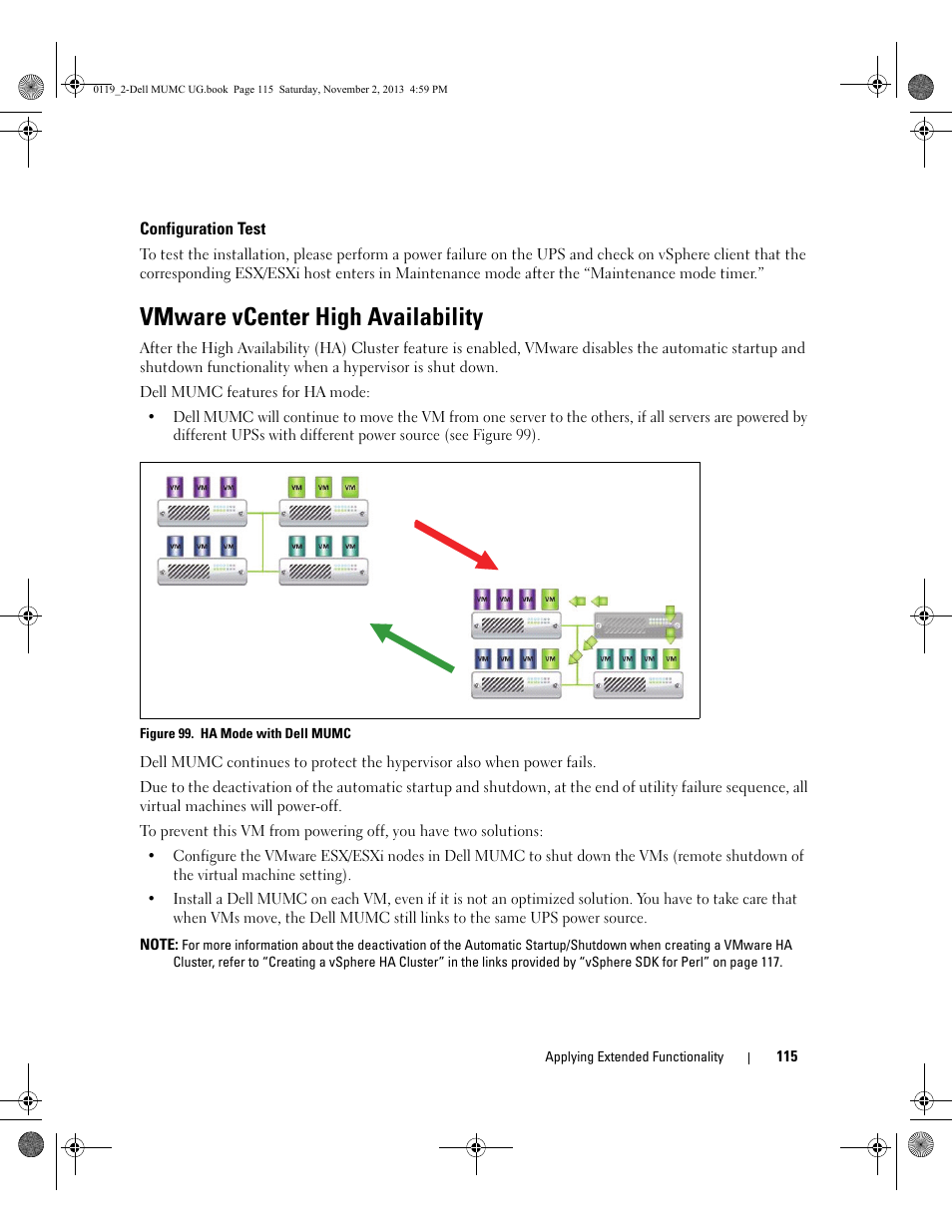 Configuration test, Vmware vcenter high availability | Dell UPS 4200R User Manual | Page 114 / 116