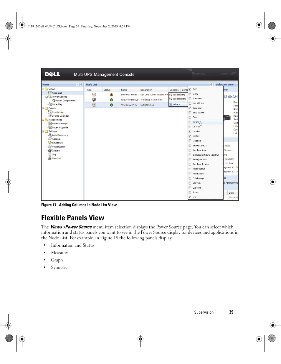 Flexible panels view | Dell UPS 4200R User Manual | Page 38 / 116