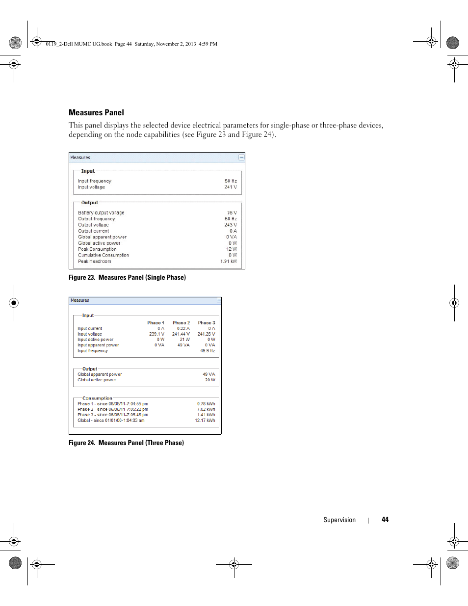 Measures panel | Dell UPS 4200R User Manual | Page 43 / 116
