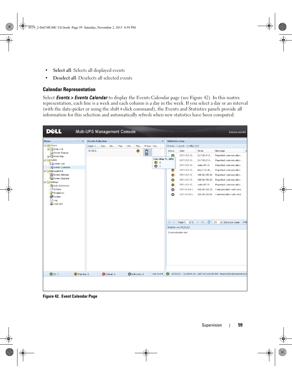 Calendar representation | Dell UPS 4200R User Manual | Page 58 / 116