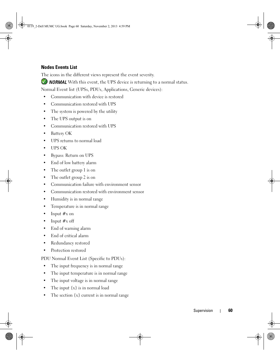 Nodes events list | Dell UPS 4200R User Manual | Page 59 / 116