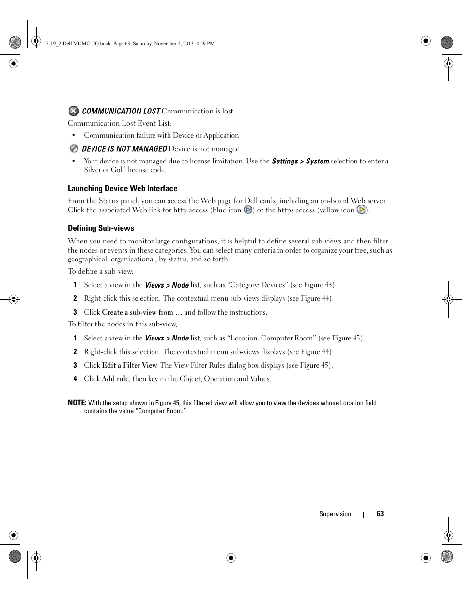 Launching device web interface, Defining sub-views | Dell UPS 4200R User Manual | Page 62 / 116