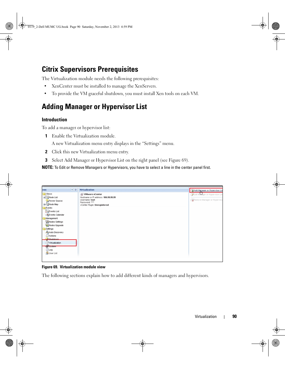 Citrix supervisors prerequisites, Adding manager or hypervisor list, Introduction | Dell UPS 4200R User Manual | Page 89 / 116