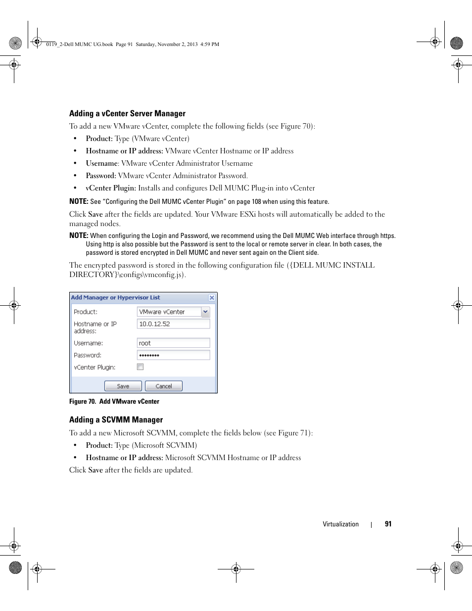 Adding a vcenter server manager, Adding a scvmm manager | Dell UPS 4200R User Manual | Page 90 / 116